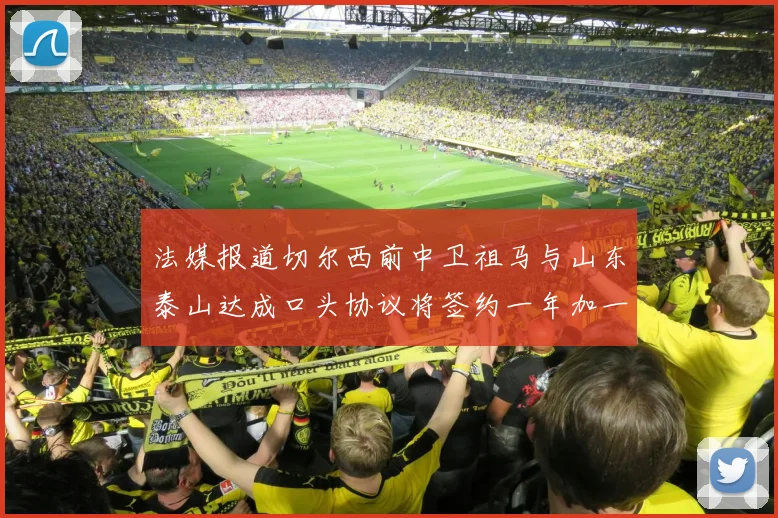 法媒报道切尔西前中卫祖马与山东泰山达成口头协议将签约一年加一年